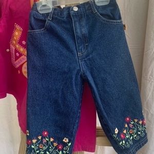 Embroidered DORA Sparkle Jeans with Free Shirt - 4T